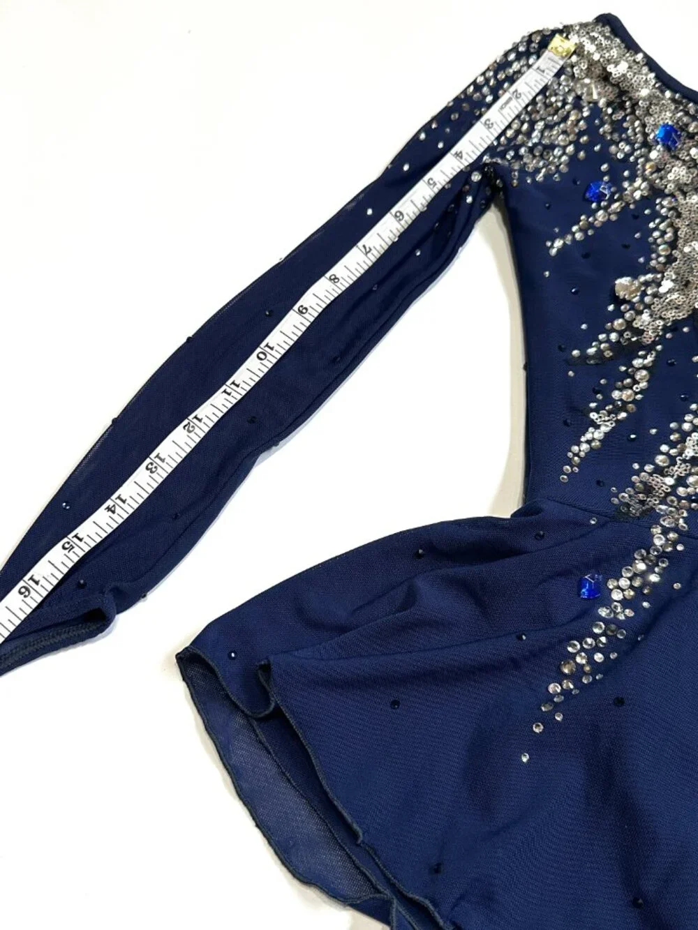 New Navy Blue Crystal Figure Skating Dress, Girls 10